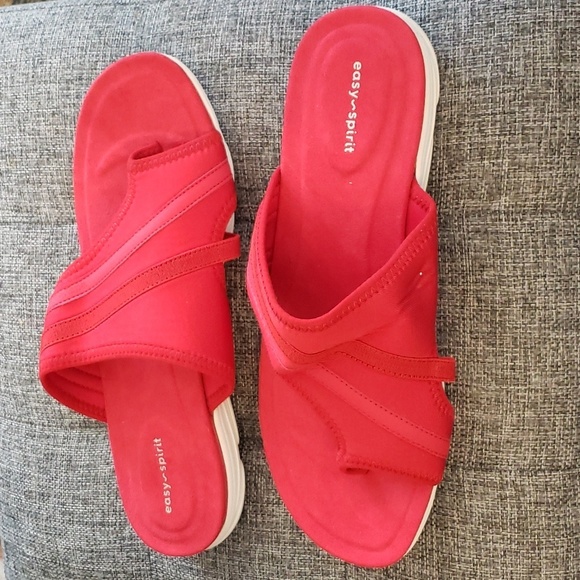 Easy Spirit Lola Flat Sandals in Red Size 9W - Picture 2 of 8